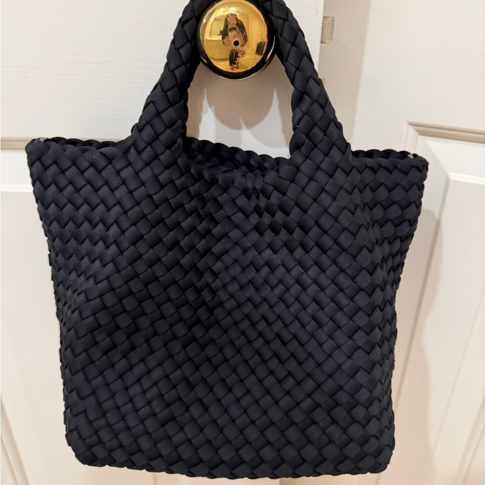 Naghedi St Barths Black Woven Small Tote Bag
